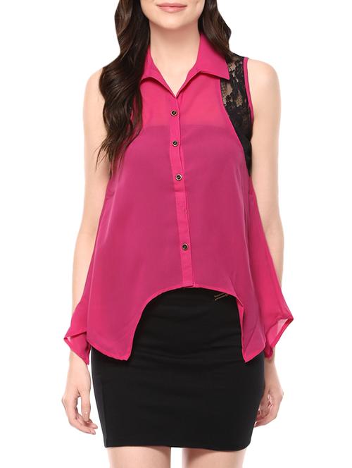 pink georgette shirt - 14100583 - Very Small Image - 1