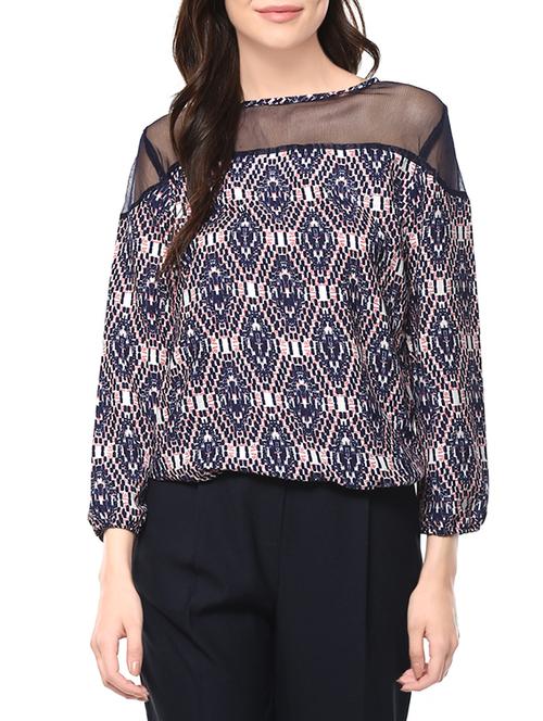 women's blouson boat neck top - 14100607 - Very Small Image - 1