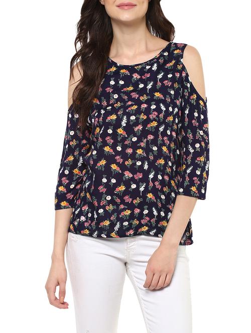blue poly georgette regular top - 14100627 - Very Small Image - 1