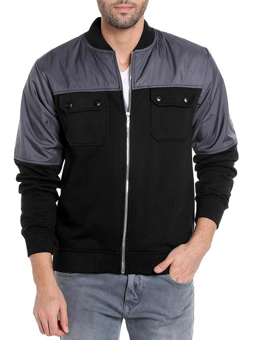 black color block bomber jacket - 14104171 - Very Small Image - 1