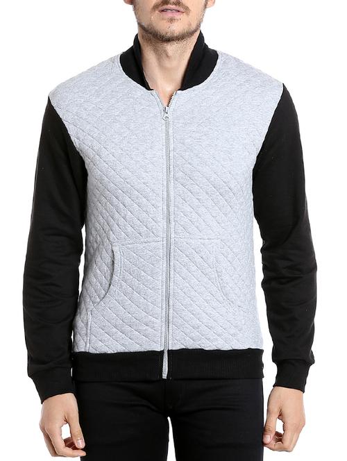 grey color block quilted jacket - 14104180 - Very Small Image - 1