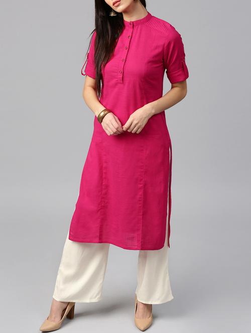 pink cotton kurta palazzo  set - 14104612 - Very Small Image - 1