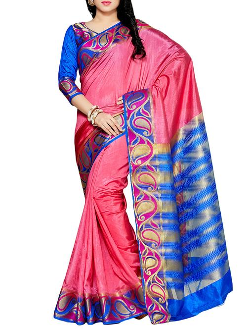 pink tussar silk woven saree - 14105350 - Very Small Image - 1