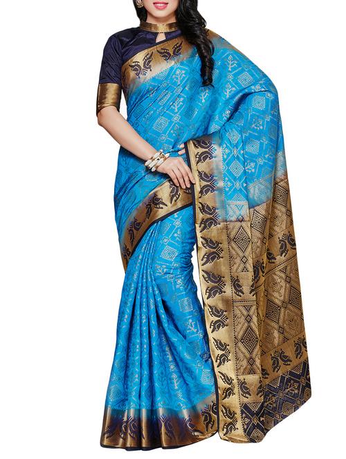 blue tussar silk woven saree - 14105351 - Very Small Image - 1