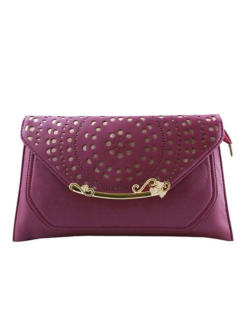 maroon leatherette  envelope clutch - 14107496 - Very Small Image - 1