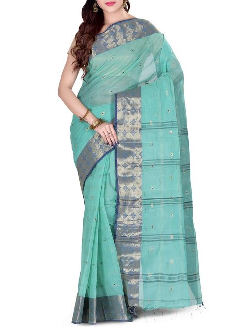 green cotton tant saree - 14110308 - Very Small Image - 1