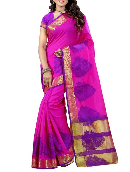 pink woven saree with blouse - 14112751 - Very Small Image - 1