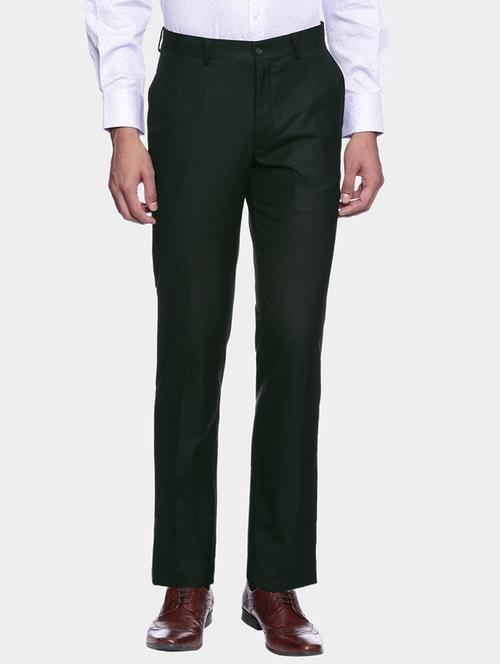 black polyester blend flat front trousers - 14114085 - Very Small Image - 1