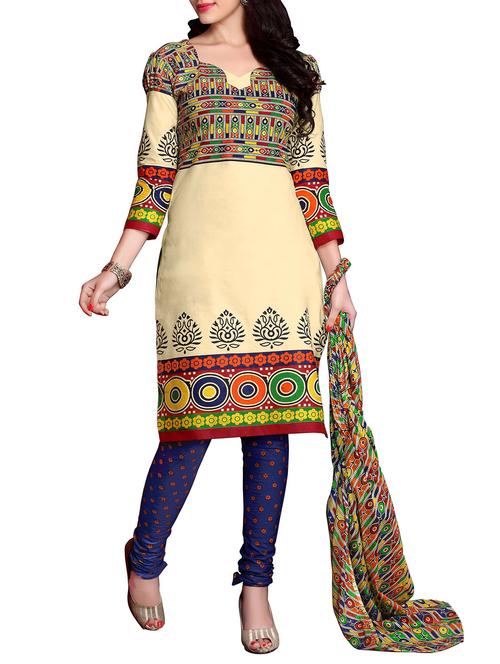 multicolored churidaar suits dress material - 14116592 - Very Small Image - 1