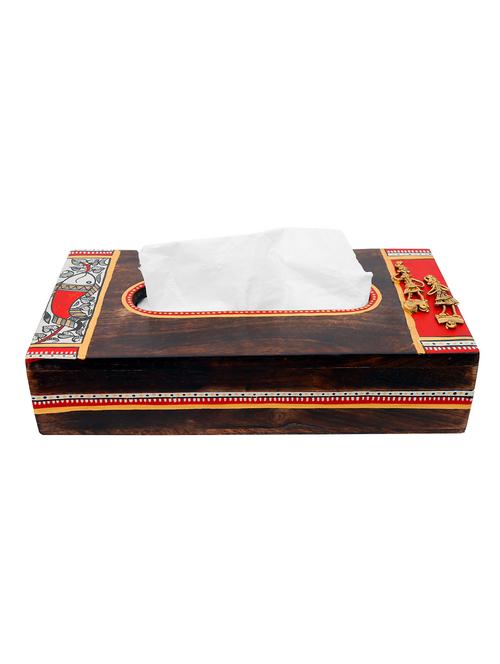 dhokra and warli work tissue box - 14117820 - Very Small Image - 1