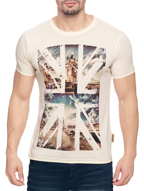 beige cotton t-shirt - 14117869 - Very Small Image - 1