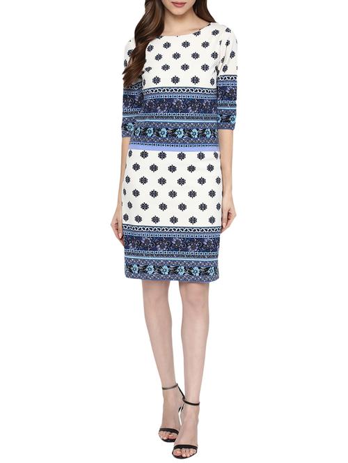 white printed cotton shift dress - 14119283 - Very Small Image - 1
