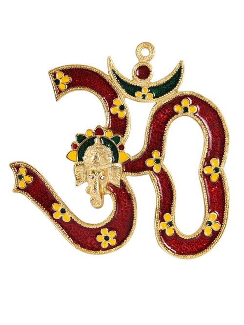 hanging om shaped with ganesha placed on it in metal by handicrafts paradise - 14120203 - Very Small Image - 1
