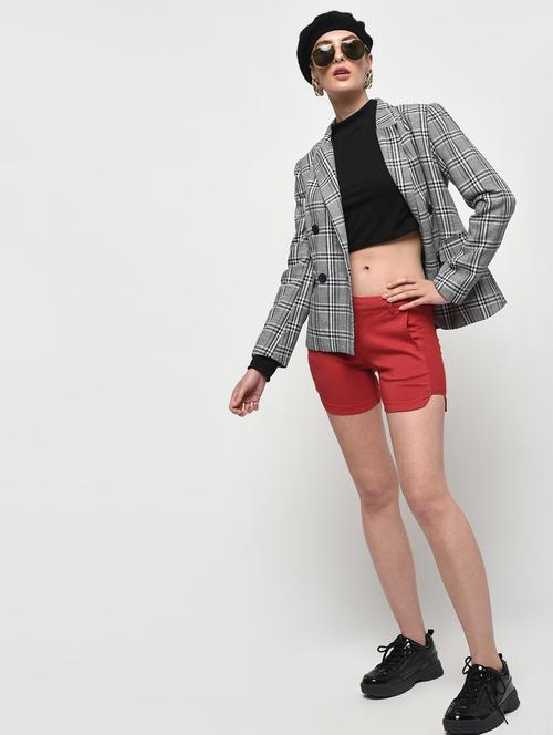 red cotton lycra short - 14120477 - Very Small Image - 1
