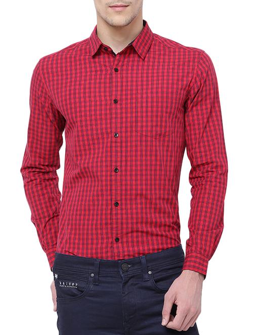 red cotton casual shirt - 14121281 - Very Small Image - 1
