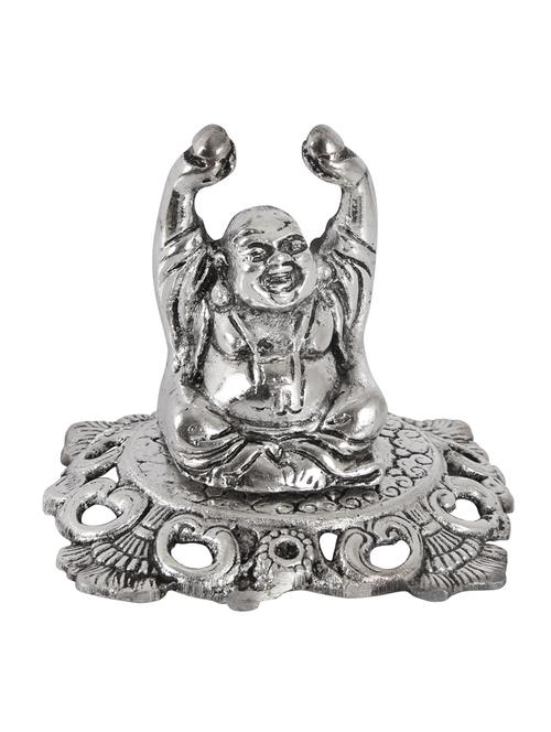 laughing buddha in metal with raised hands by handicrafts paradise - 14123446 - Very Small Image - 1