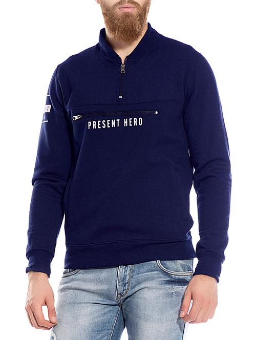 navy blue typographic chest print sweatshirt - 14123826 - Very Small Image - 1