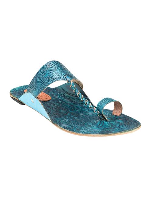 blue one toe  kolhapuri - 14124202 - Very Small Image - 1