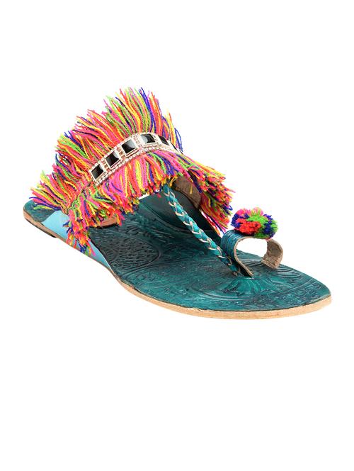 blue one toe  kolhapuri - 14124299 - Very Small Image - 1
