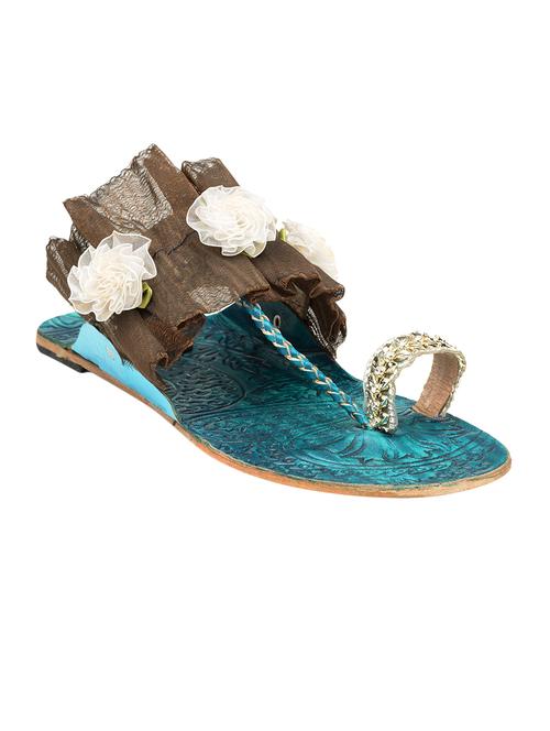 brown one toe  kolhapuri - 14124302 - Very Small Image - 1