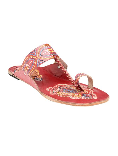 maroon one toe kolhapuri - 14124304 - Very Small Image - 1