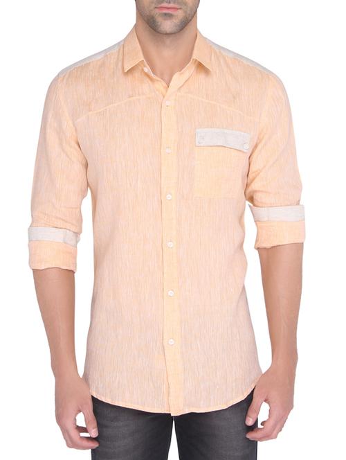 orange linen casual shirt - 14124387 - Very Small Image - 1