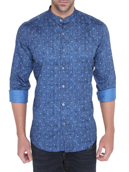 blue cotton casual shirt - 14124393 - Very Small Image - 1