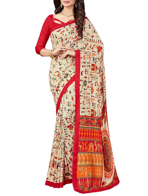 multi colored art silk printed saree with blouse - 14125285 - Very Small Image - 1