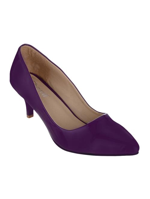 purple faux leather slip on pumps - 14125517 - Very Small Image - 1