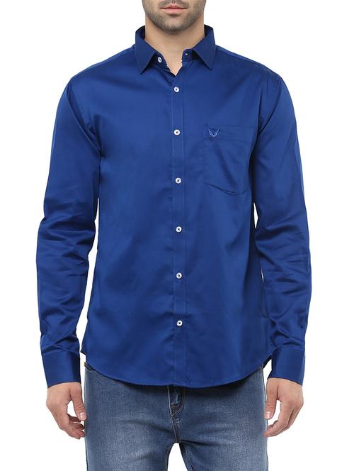 blue cotton casual shirt - 14125587 - Very Small Image - 1