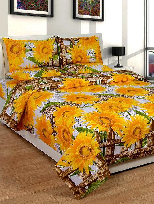 super fine indian 100% cotton double bed sheets & 2 pillow covers by impression hut - 14125996 - Very Small Image - 1