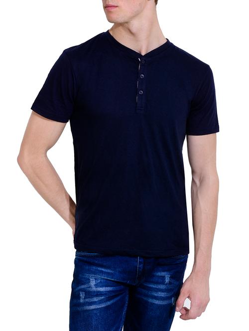 Navy Blue Cotton T-shirt - 14127254 - Very Small Image - 1