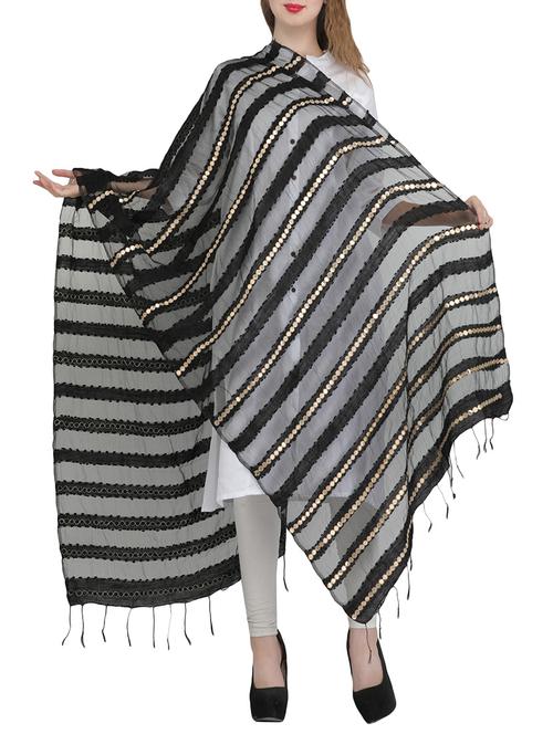 black embroidered organza dupatta - 14127362 - Very Small Image - 1