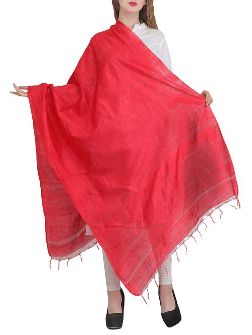red plain silk dupatta - 14127382 - Very Small Image - 1