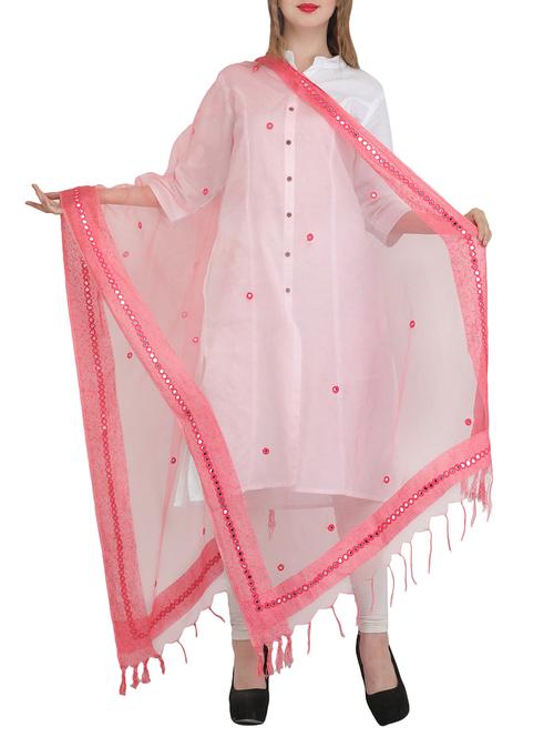 pink embroidered organza dupatta - 14127387 - Very Small Image - 1