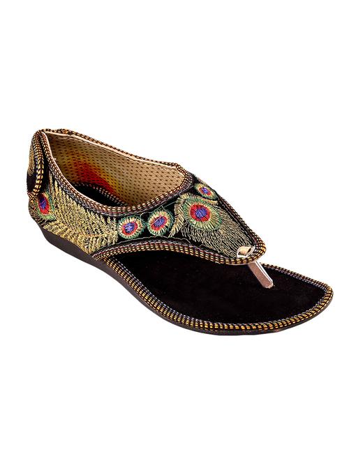 Black Fabric Ethnic Sandals - 14127615 - Very Small Image - 1