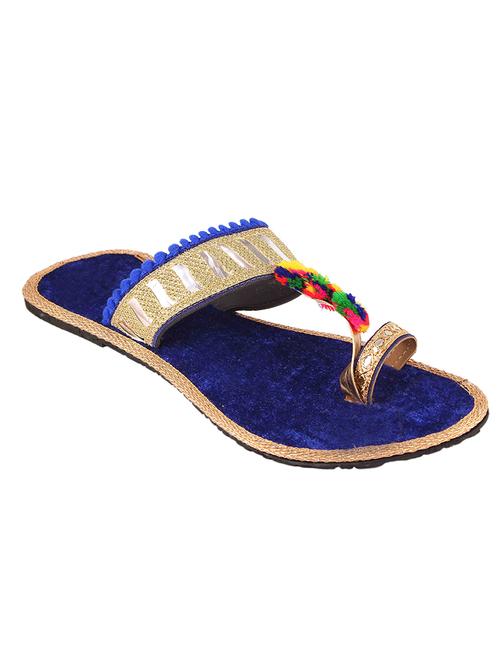 blue fabric ethnic kolhapuris - 14127639 - Very Small Image - 1