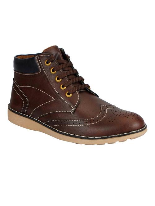 brown leatherette low ankle boot - 14127762 - Very Small Image - 1
