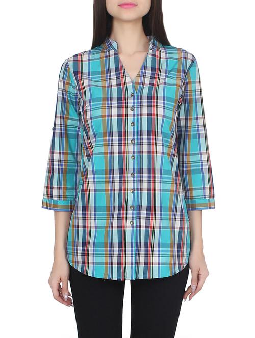 multicolored checkered cotton regular shirt - 14128566 - Very Small Image - 1