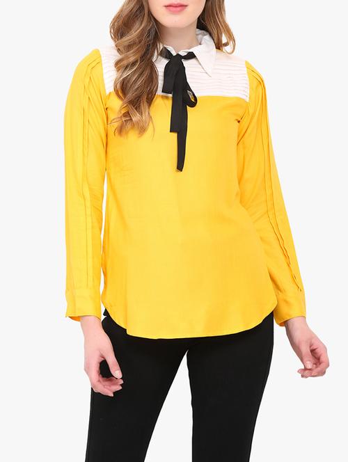 solid yellow rayon top - 14128887 - Very Small Image - 1