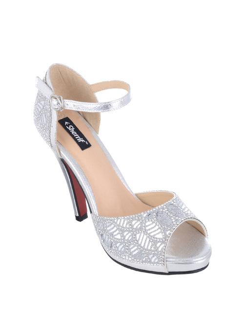 silver faux leather ankle strap sandals - 14128927 - Very Small Image - 1