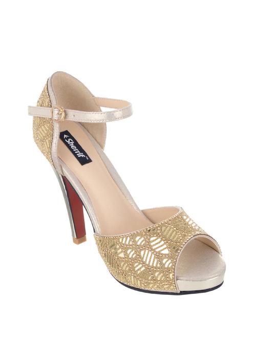 gold faux leather ankle strap sandals - 14128928 - Very Small Image - 1