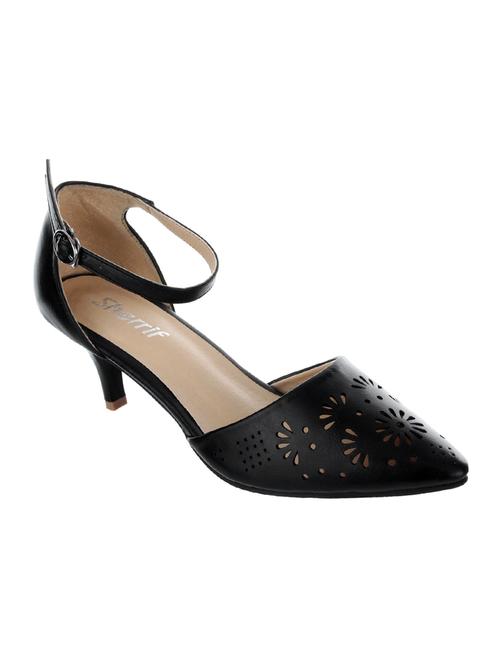 black faux leather ankle strap sandals - 14128931 - Very Small Image - 1