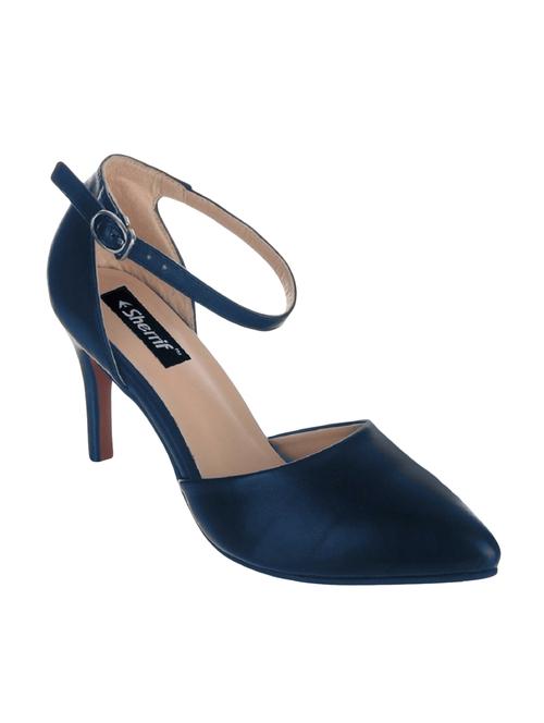 navy faux leather ankle strap sandals - 14129140 - Very Small Image - 1