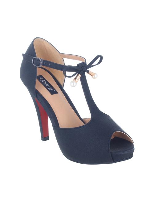 black faux leather ankle strap sandals - 14129145 - Very Small Image - 1