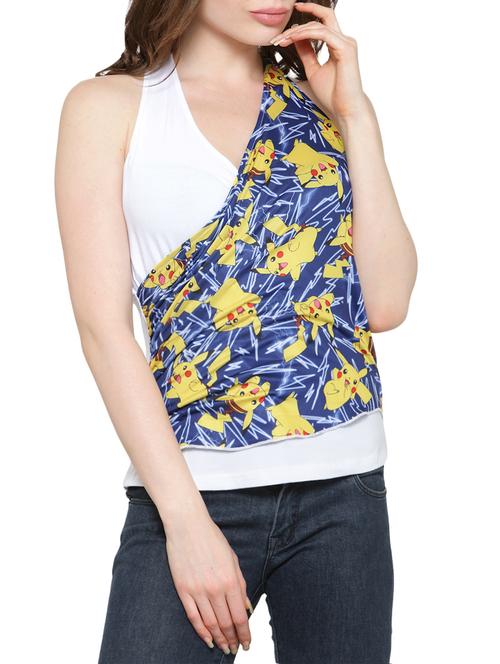 blue printed cotton lycra top - 14129305 - Very Small Image - 1