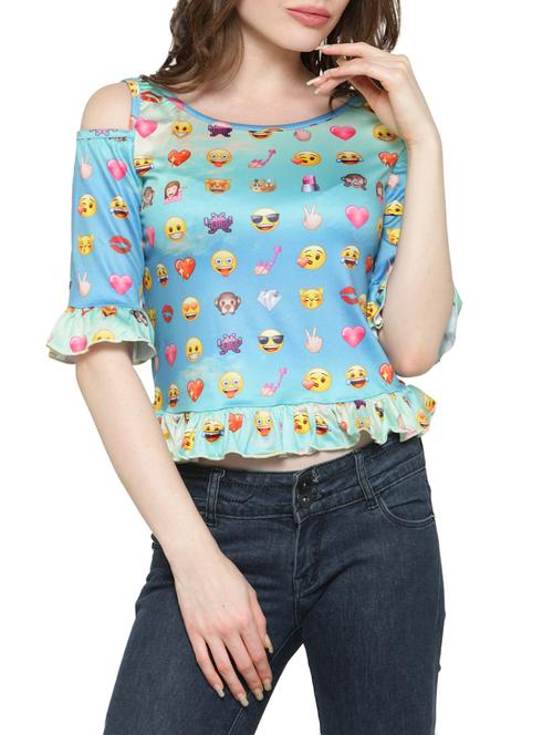 light blue printed top - 14129307 - Very Small Image - 1