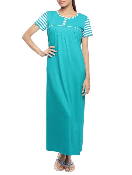 light blue cotton blend gown - 14129935 - Very Small Image - 1