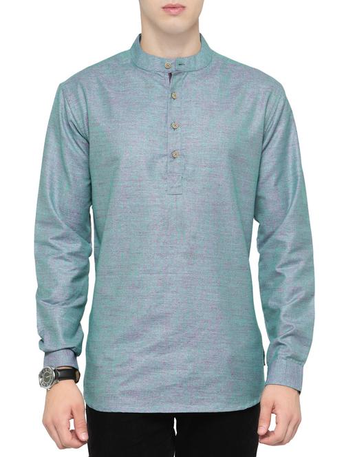 green polyester short kurta - 14130307 - Very Small Image - 1