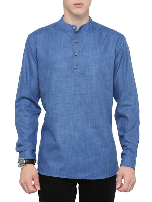 blue polyester short kurta - 14130320 - Very Small Image - 1